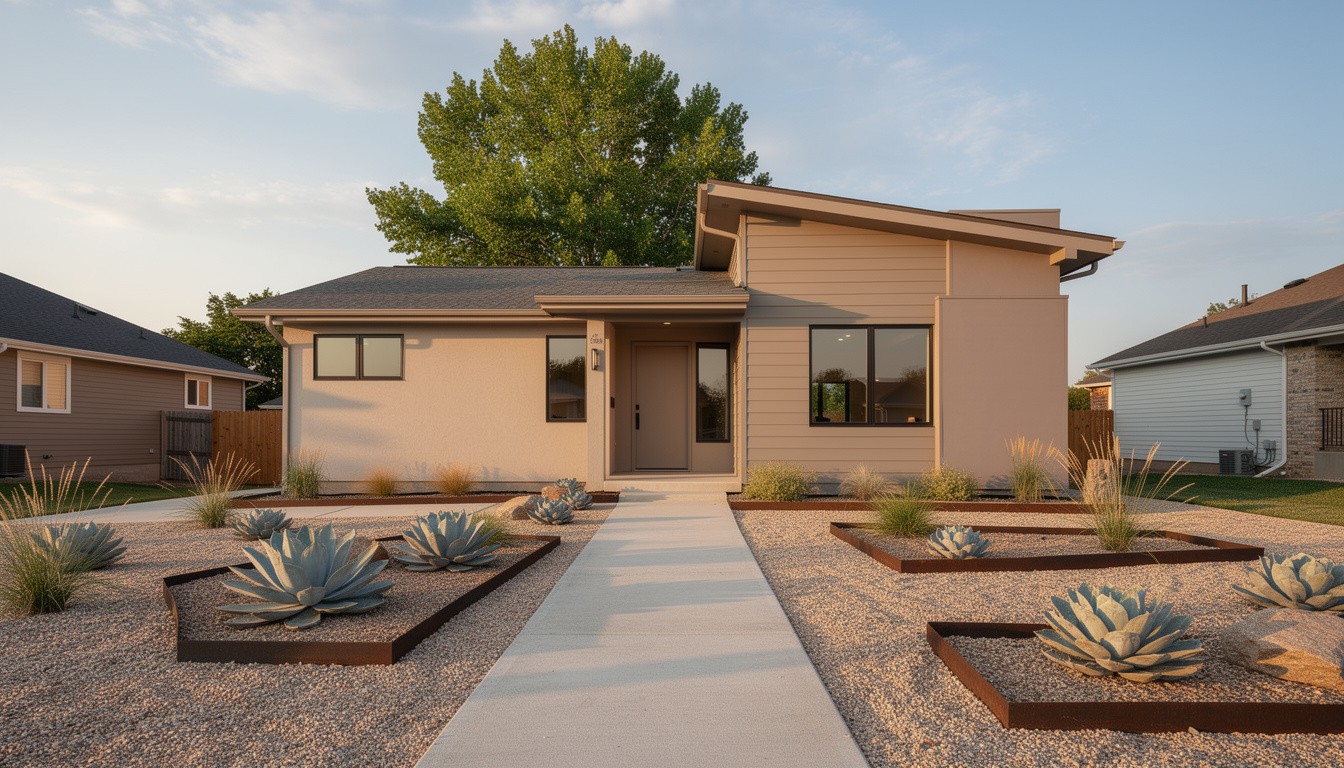 Modern/Minimalist front yard design in Wichita, KS