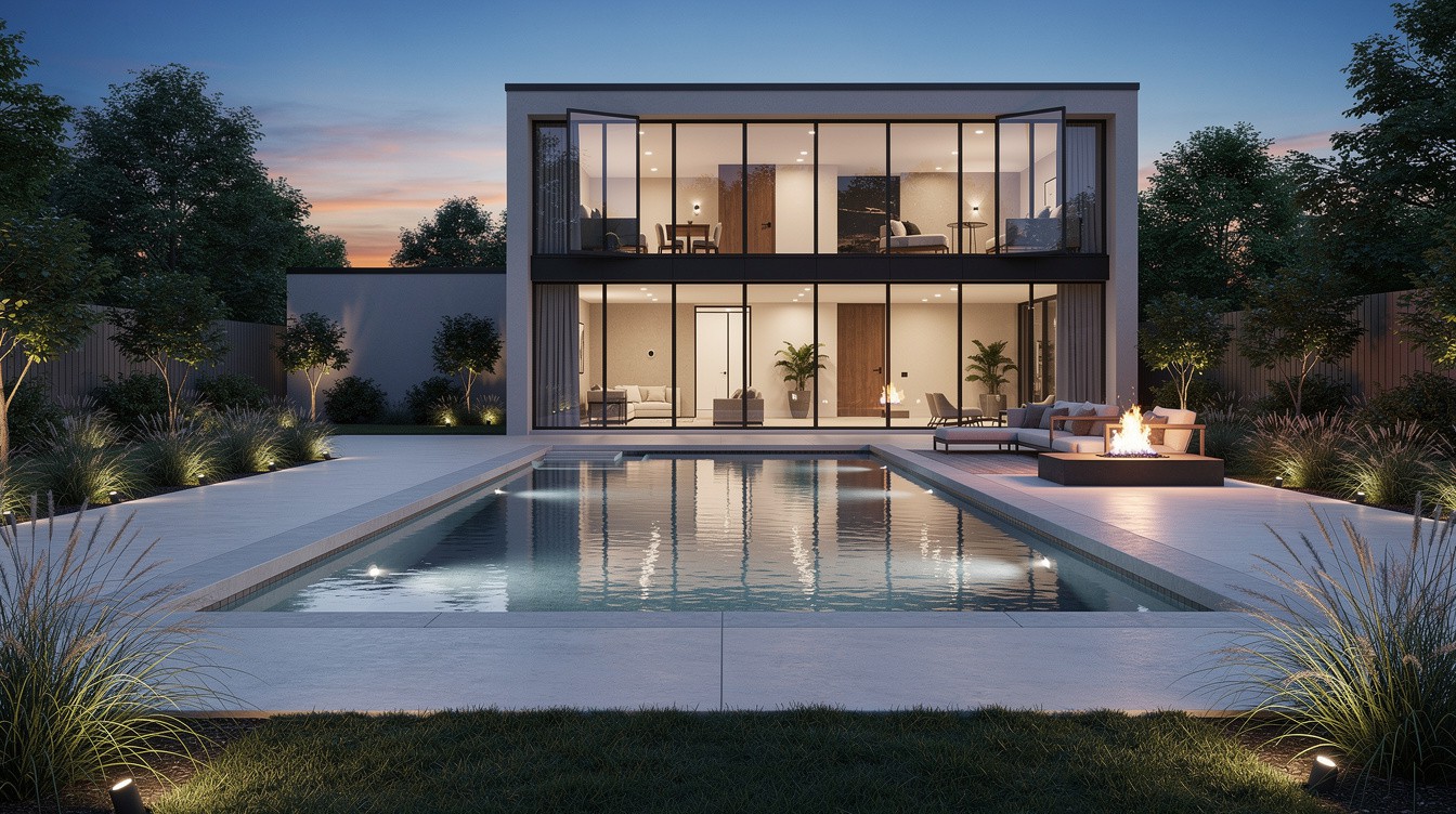 The Glass Box Pool Garden — Modern/Minimalist garden in Worcester